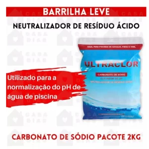 Barrilha Leve Elevador De Ph P/ Piscina Carbonato Sódio 2kg